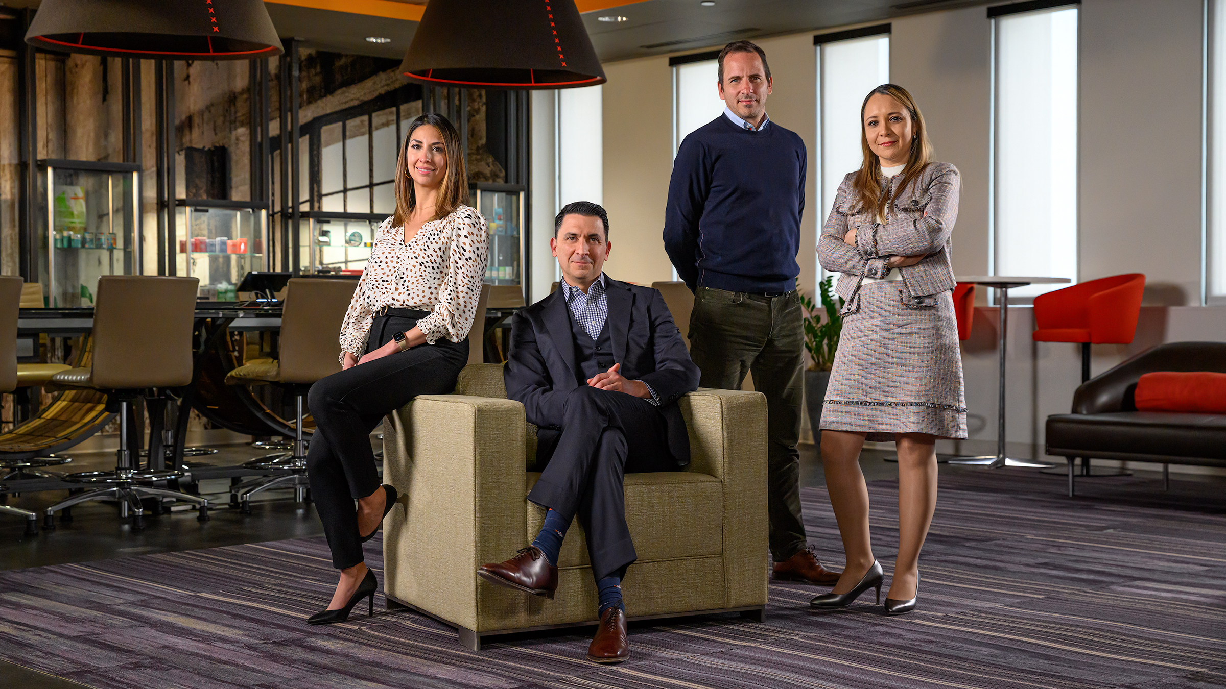 Valarie Mras, Luis Pinto, Ricardo Guardo and Patricia Mendoza Rodriguez, pose for a photo at Reynolds American.